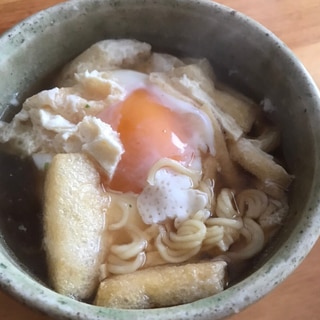 油揚げと落とし卵の醤油ラーメン